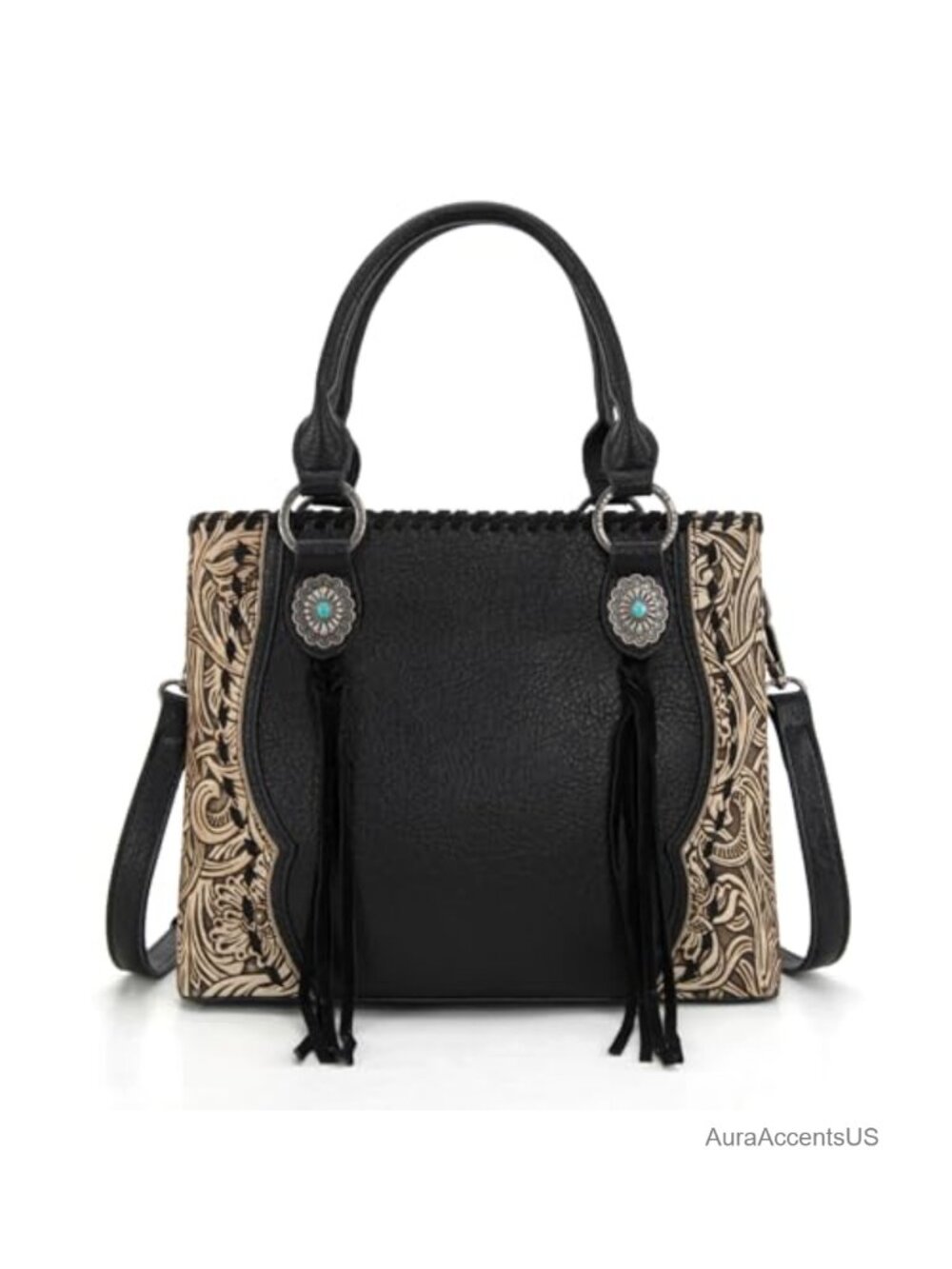 Western Tote Bag Floral Tooled Concho Crossbody Purse